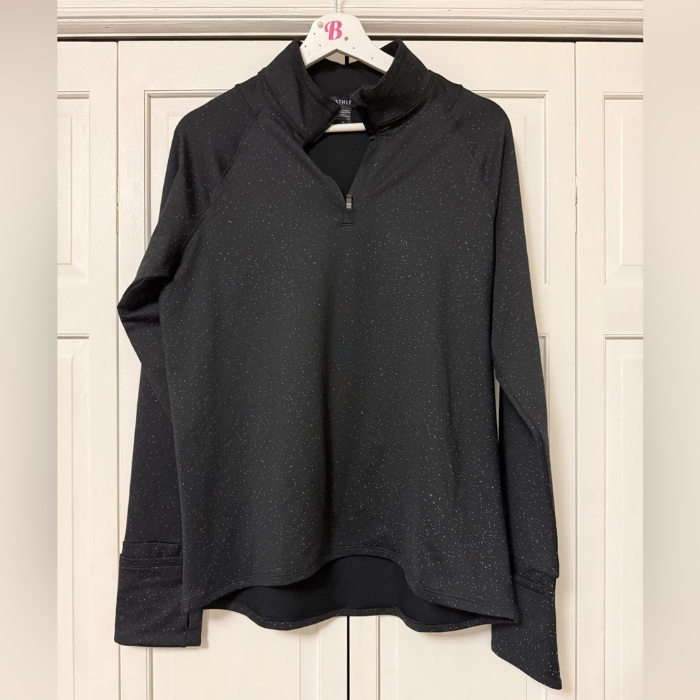 Athleta Whistler Half Zip Pullover In Black Long Sleeve Medium Athleisure Yoga